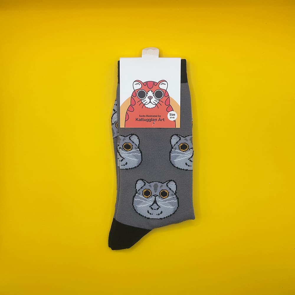 Chonky Cat Face Socks Size 37-43