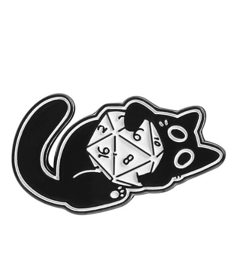 Cat D20 Cute Pin