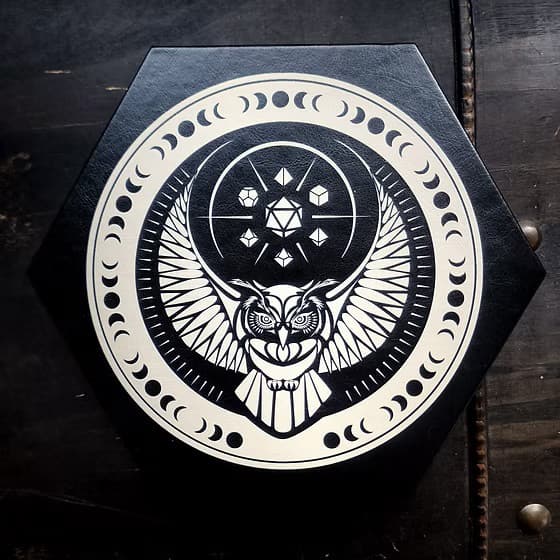 Dice tray: Faux leather - Owl