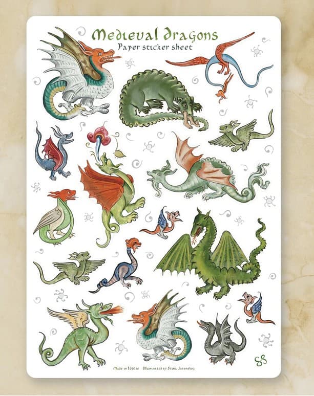Medieval Dragons Sticker Set