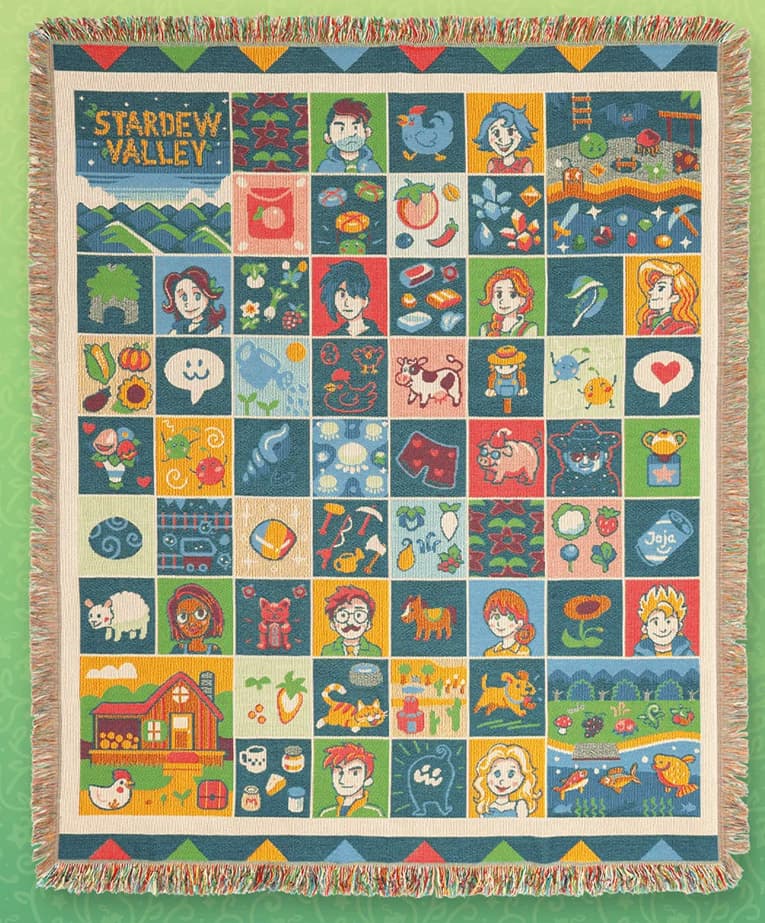 Farmhouse Patchwork Throw Blanket 150 x 127 cm