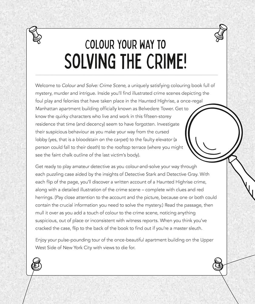 Colour and Solve: Crime Scene: A Cosy Crime Colouring Book