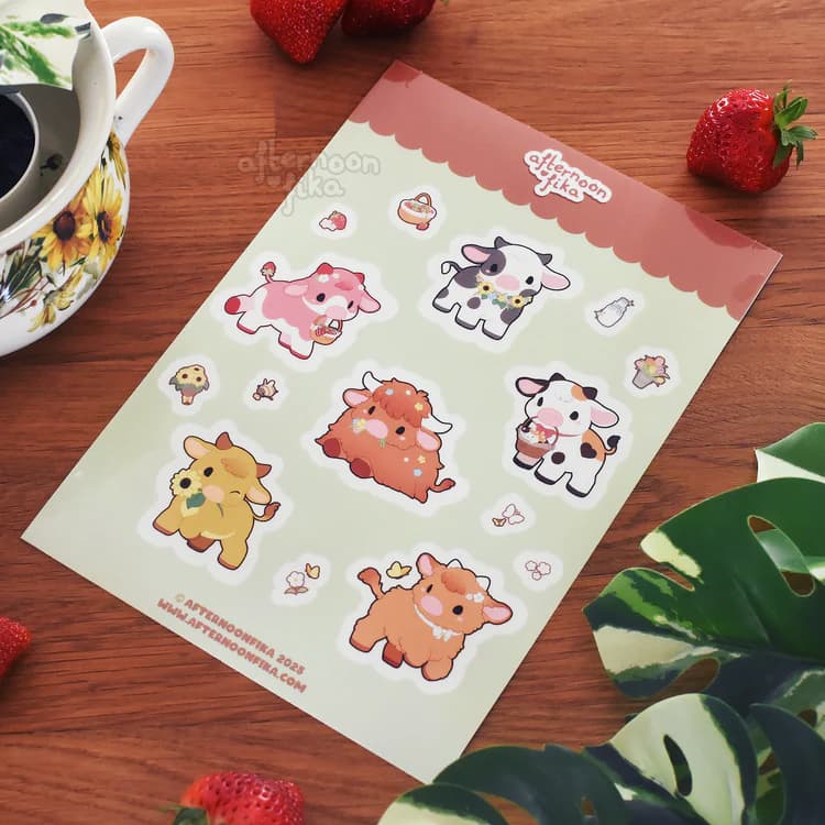 Cottagecore Cows Sticker Sheets