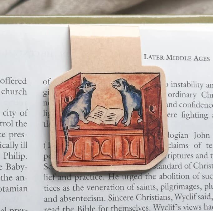 Medieval Dog & Cat Magnetic Bookmark