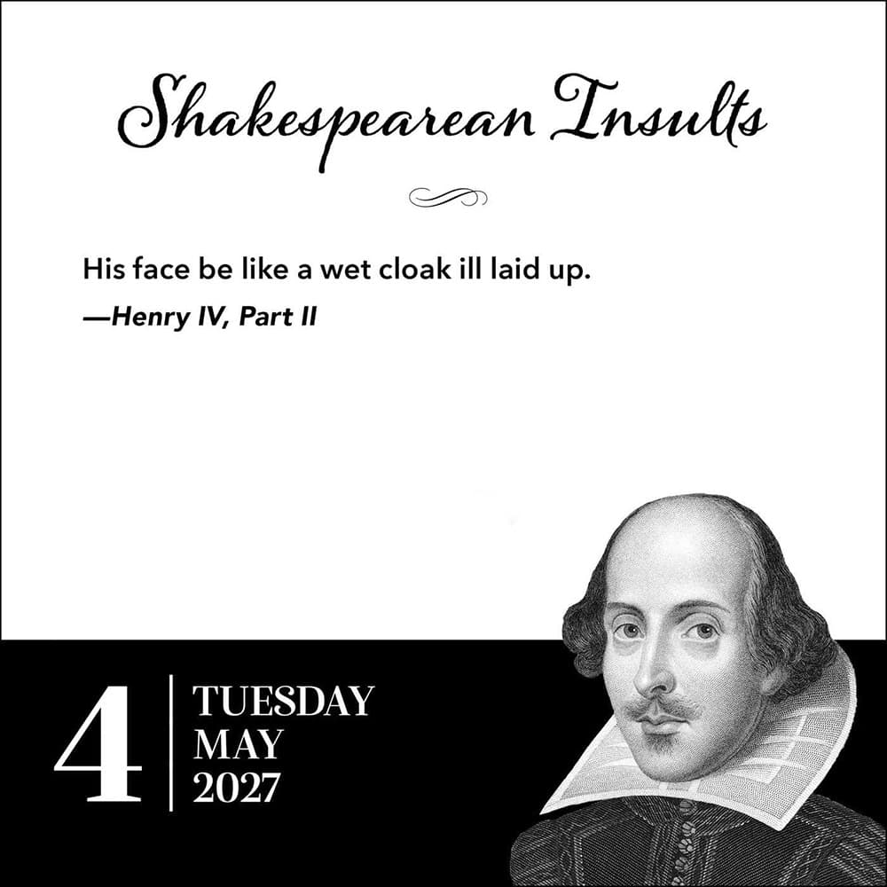 Shakespearean Insults 2027 Day-to-Day Calendar