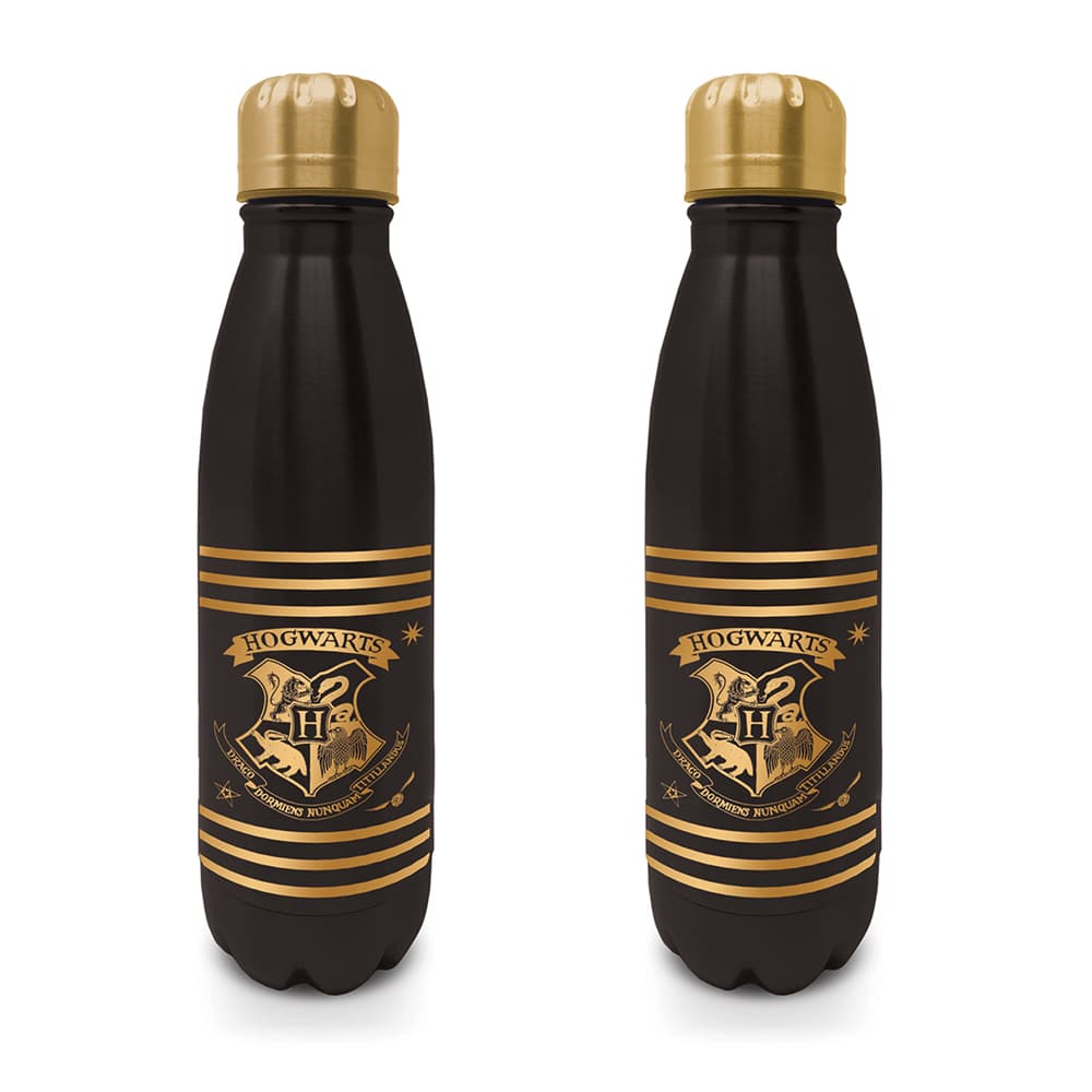 Hogwarts Black and Gold Small Metal Drink Bottle