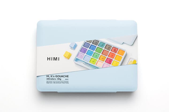 HIMI Ice Blue Case Jelly Cup Gouache Set 24 Colours