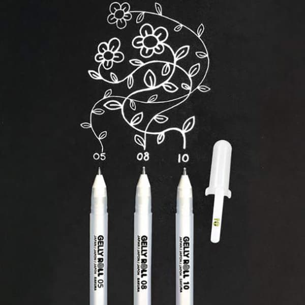 Gelly Roll Basic Set 3 Bright White Gel Pens 0.5 / 0.8 / 1.0mm