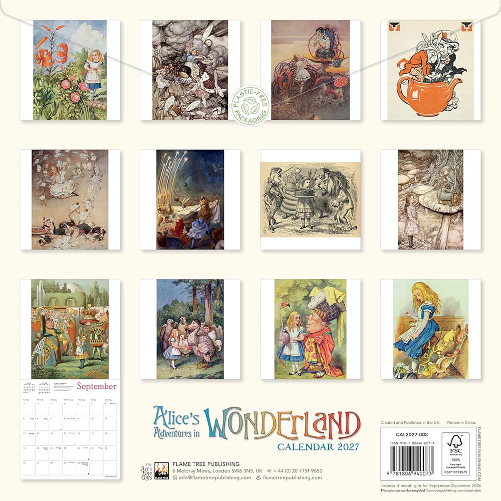 Alice's Adventures in Wonderland Wall Calendar 2027 Art Calendar