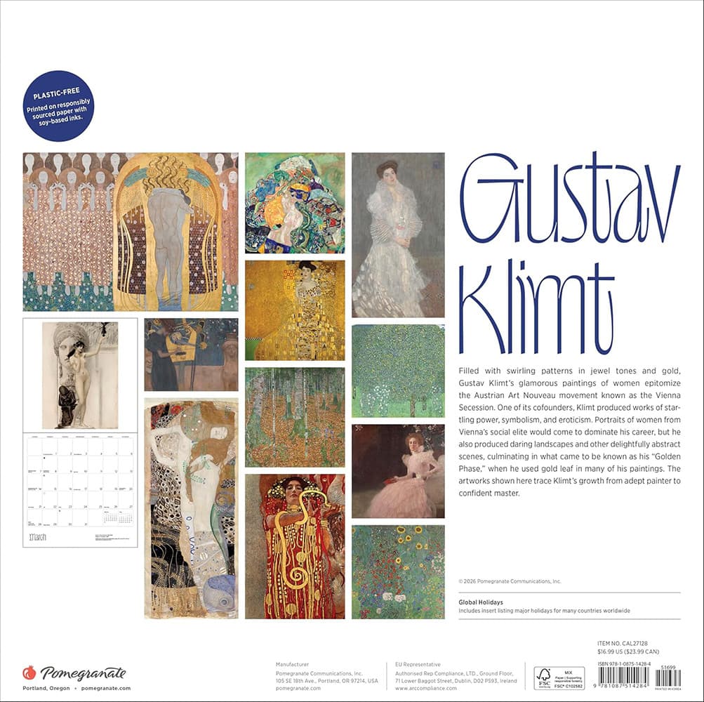Gustav Klimt 2027 Wall Calendar