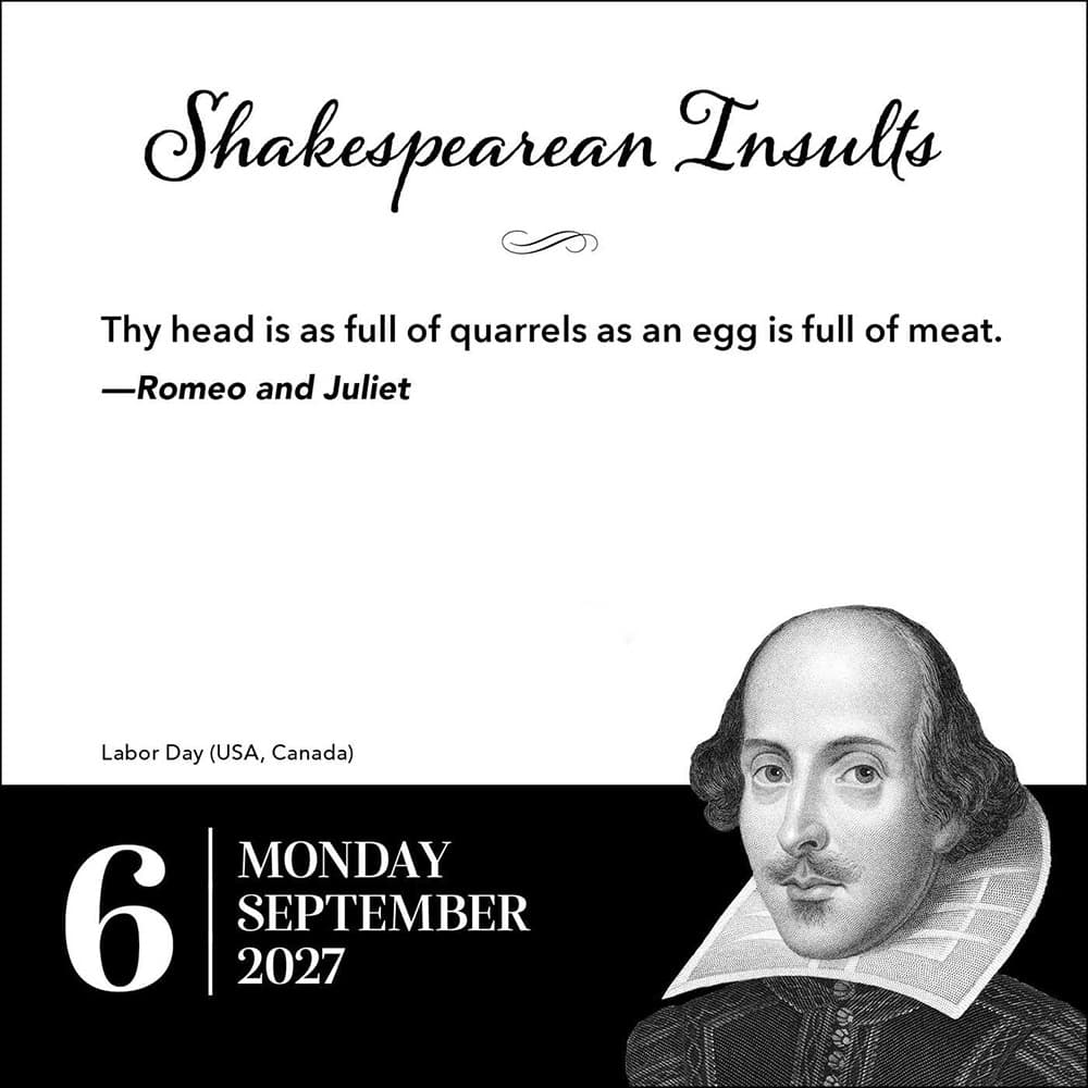 Shakespearean Insults 2027 Day-to-Day Calendar