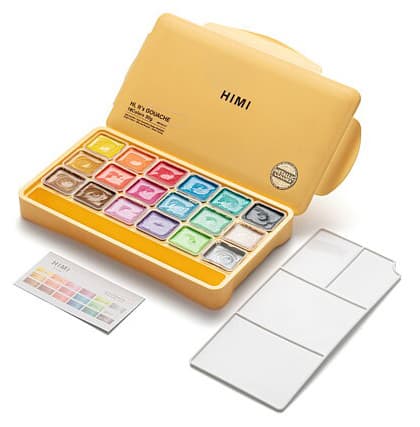 HIMI Jelly Cup Gouache Yellow Case - 18 Metallic Colours