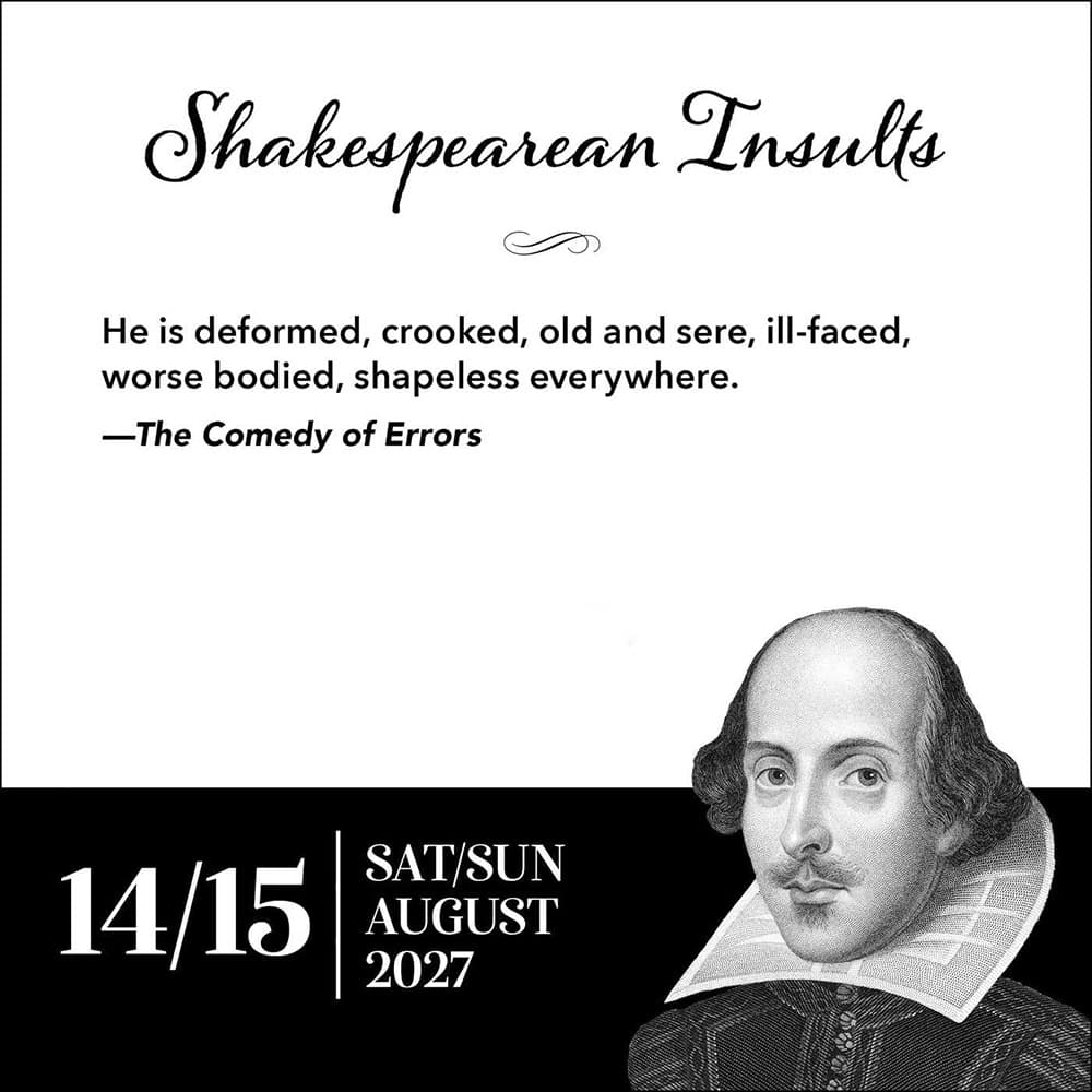 Shakespearean Insults 2027 Day-to-Day Calendar