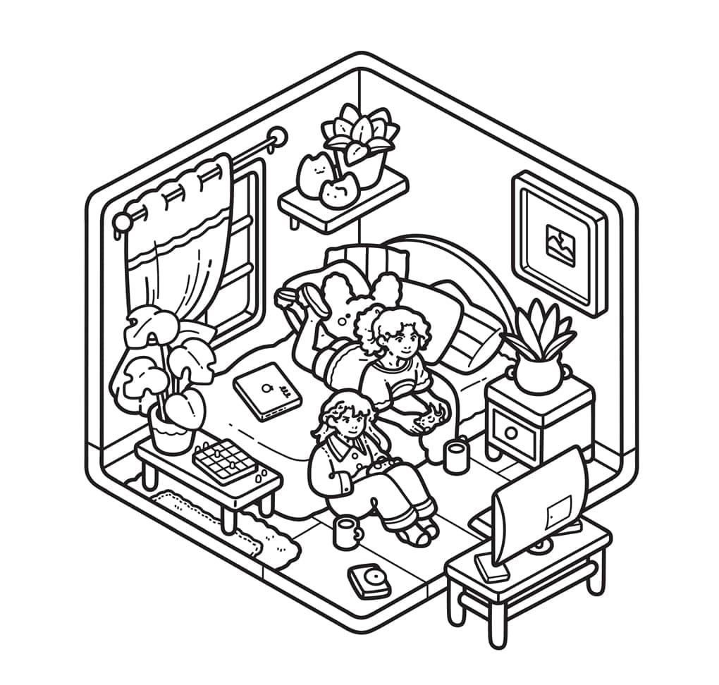Cute & Cosy: Girl Friends A Simple, Snuggly Colouring Book