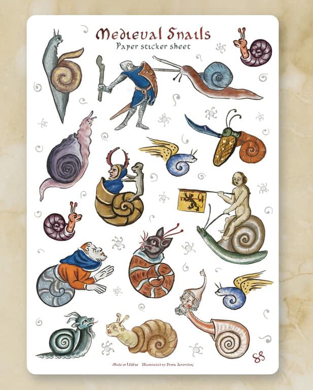 Medieval Snails Sticker Set