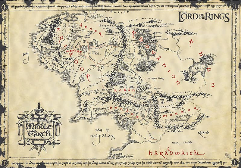 Middle Earth Parchment Poster 66 x 46cm