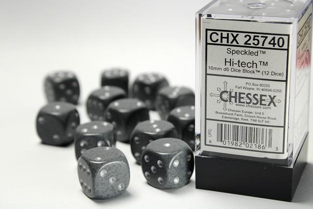 Dé à Jouer 16mm D6 Couleur Cobalt Moucheté Par Chessex Manufacturing - Lot De 12 Dés Pour Jeux De Rôle
