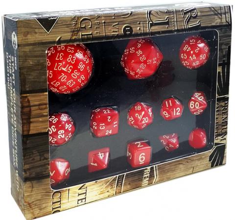 Complete Polyhedral Dice Set 13pcs Opaque Red