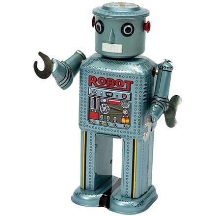 Stor ljusblå mechanical robot