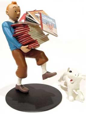 Samlarfigur - Tintin med seriealbum