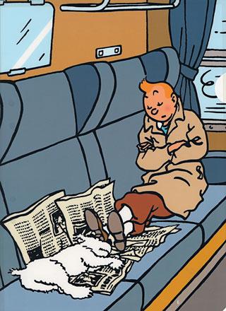 Plastmapp - Tintin och Milou sover på tåget