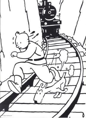 Plastmapp - Tintin springer framför sovjet-tåg