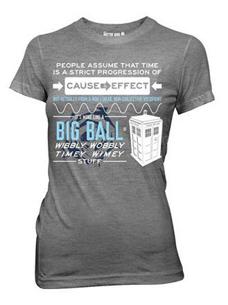 Doctor Who Wibbly Wobbly Timey Stuff Quote Gray Junior T-Shirt