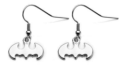 Batman Logo Silver Tone Dangle Hook Earrings