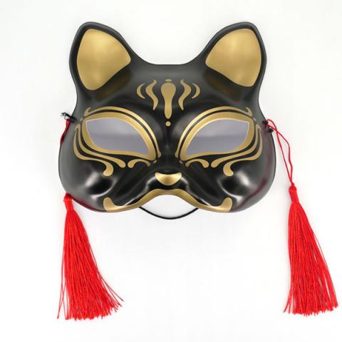 Half Mask Neko (Black & Gold Cat)
