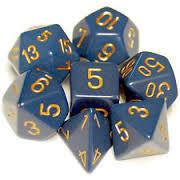 Opaque Dusty Blue with Gold (set of 7 dice)
