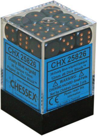 Opaque Dusty Blue with Gold Dice Block (36 d6)