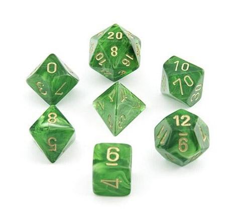 Vortex Green/Gold (set of 7 dice)