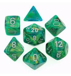 Lustrous Green/Silver (set of 7 dice)