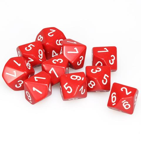 Opaque Red with White (set of ten d10)