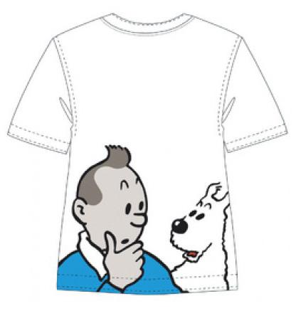 T-Shirt - porträtt fundersam Tintin och Milou Large