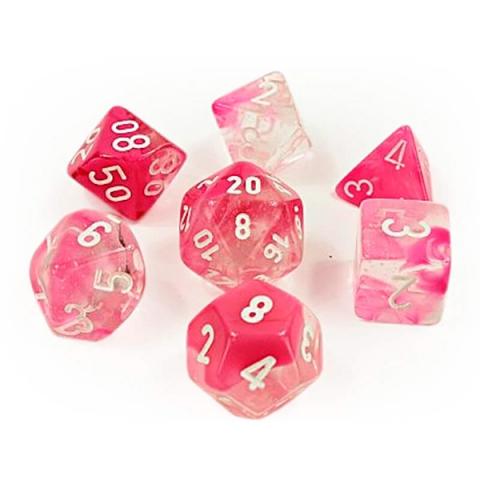 Gemini Clear-Pink/White (set of 7 dice)