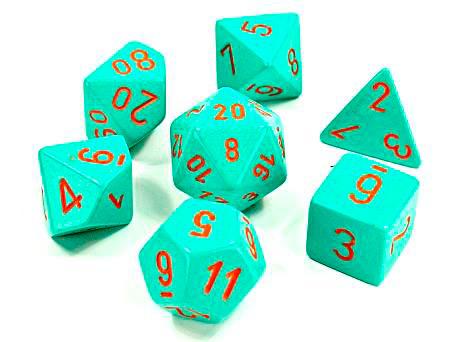 Heavy Turquoise/Orange (set of 7 dice)