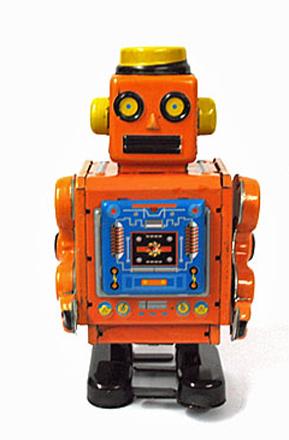 Liten Orange Robot Med gula öron