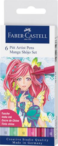Ritpenna PITT Artist Brush Manga Shojo set 6 pennor