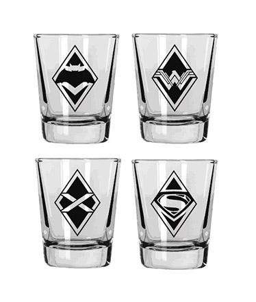 Batman v Superman Shotglass 4-Pack Logos
