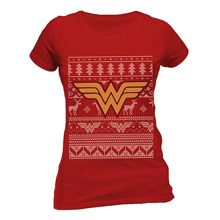 Wonder Woman Fair Isle Christmas Fitted Women's T-Shirt