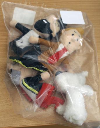 Fingerdockor: Tintin, Haddock, Milou och Alcazar