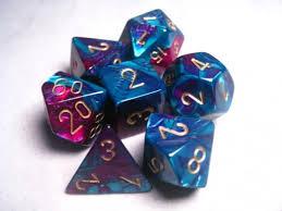 Gemini Purple-Teal with Gold (set of 7 dice)
