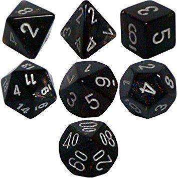 Borealis Smoke and Silver (set of 7 dice)