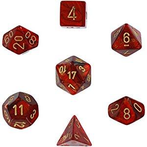 Scarab Scarlet with Gold (set of 7 dice)