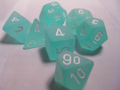 Frosted Teal/white (set of 7 dice)