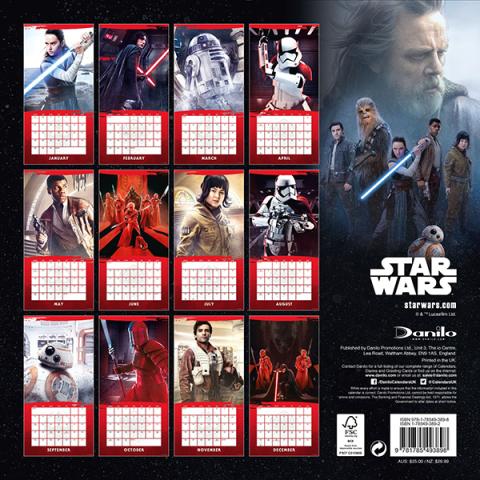 Star Wars Episode VIII 2018 Movie Wall Calendar