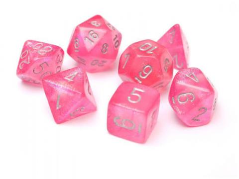 Borealis Pink with Silver (set of 7 dice)