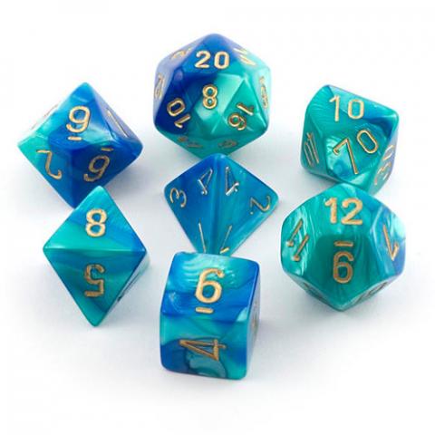Gemini Blue-Teal with gold (set of 7 dice) Gemini Blue-Teal with gold (set of 7 dice)