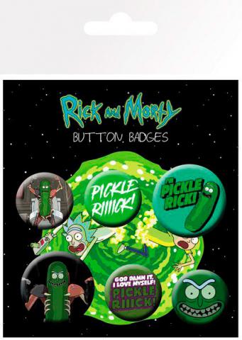 Pin Badges 6-Pack Pickle Rick